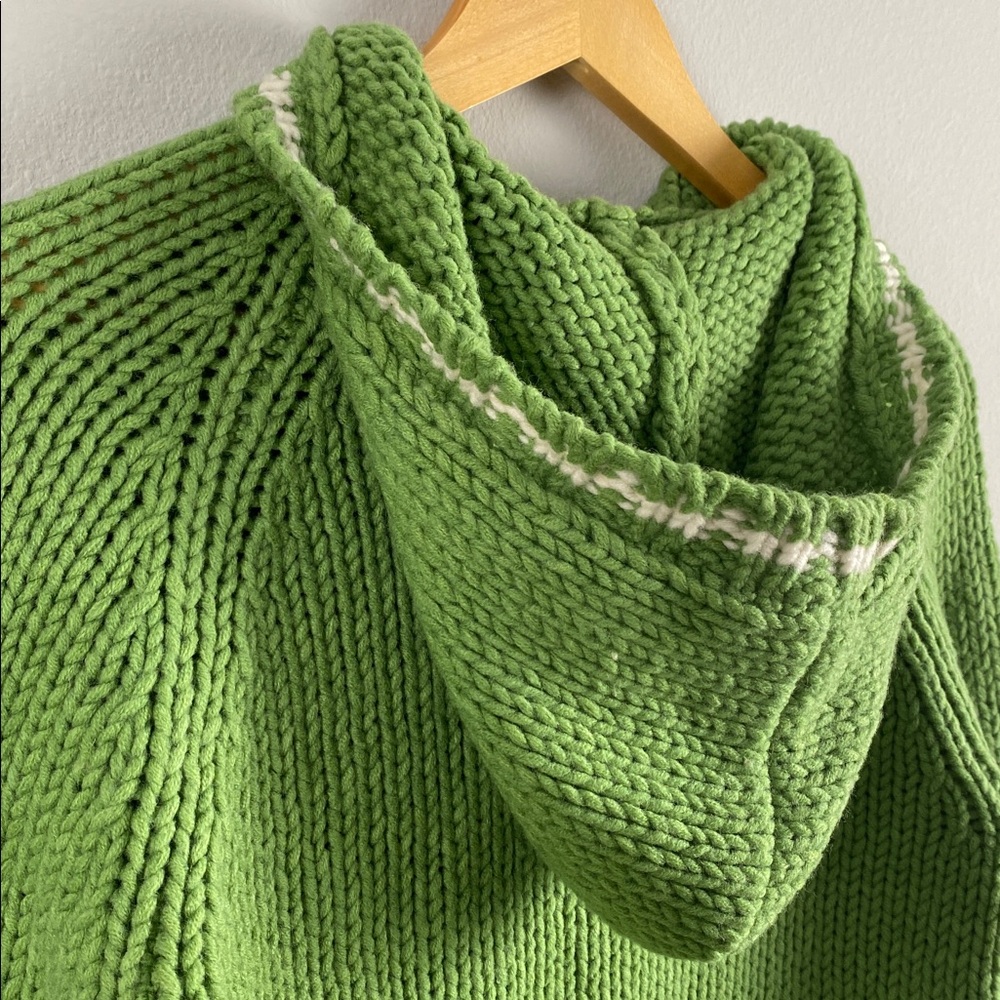 Abercrombie & Fitch Wool Blend Chunky Knit Long Sleeve Hoodie Sweater Jacket - Picture 10 of 16